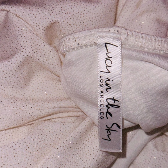 Lucy In The Sky Ivory Gold Shimmer Mini Dress - Picture 10 of 11